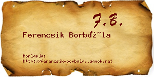 Ferencsik Borbála névjegykártya